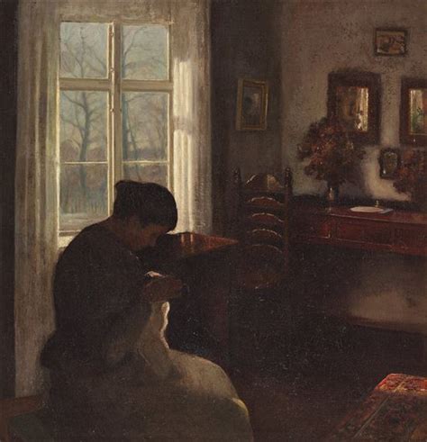 Carl Vilhelm Holsøe Interior With Woman Reading By The Window Mutualart