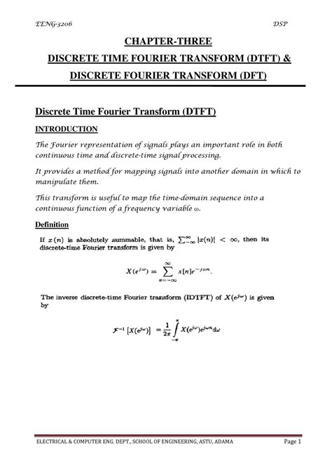 Chapter Three CHAPTER THREE DISCRETE TIME FOURIER TRANSFORM DTFT