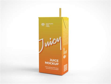 Tetra Pak Juice Box & Straw PSD Mockup | Free PSD Templates