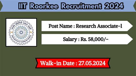 Iit Roorkee Recruitment Walk In Interviews For Research Associate