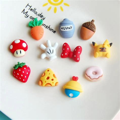 10Pcs Lot Kawaii Cartoon Flatback Resin Cabochons Embellishments Flat