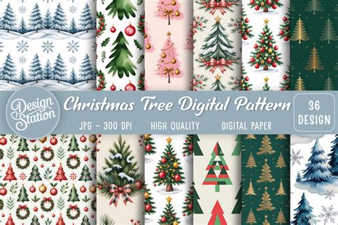 christmas tree seamless patterns graphic  design station creative
