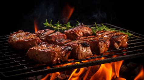 Smoky Grilled Pork Bbq On A Textured Dark Background Bbq Ribs Grilled