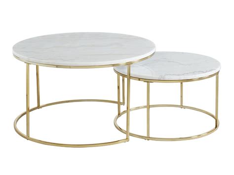 Tables Basses Gigognes Marbre M Tal Blanc Dor Angela