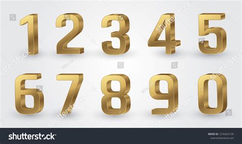 Golden 3d Numbers Set Stock Vector Royalty Free 1276923139