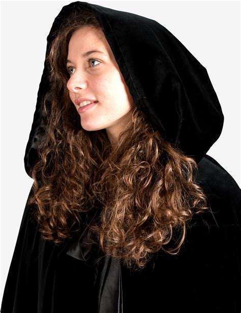 Unisex Black Cloak With Hood In Velvet Venetian Carnival Costume