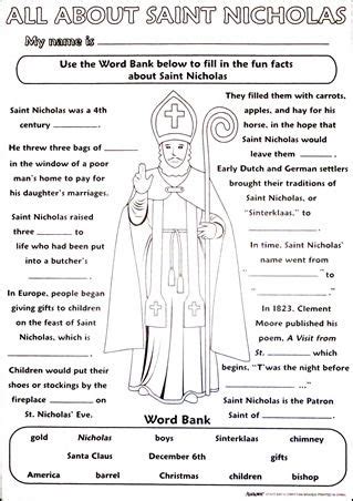 Saint Nicholas Activity Sheets