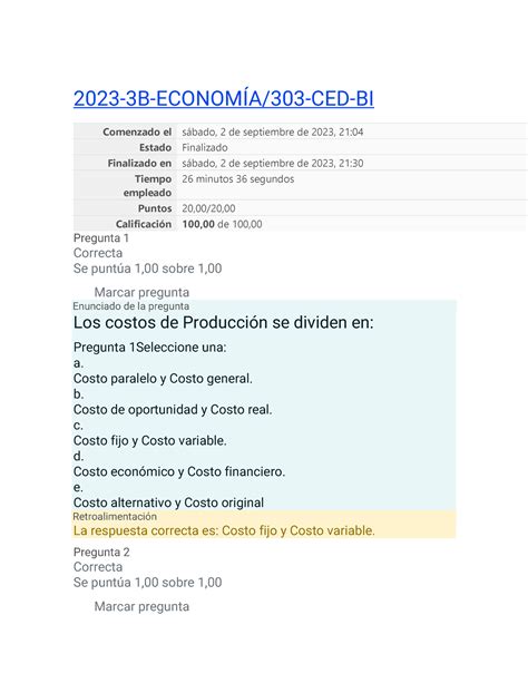 Prueba Econom A B Econom A Ced Bi Comenzado El