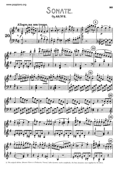 Ludwig Van Beethoven Sonata No 20 in G major 琴譜pdf 香港流行鋼琴協會琴譜下載