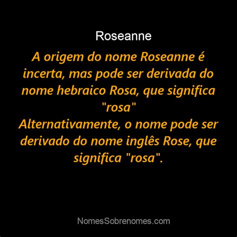 Qual O Significado Do Nome Roseanne