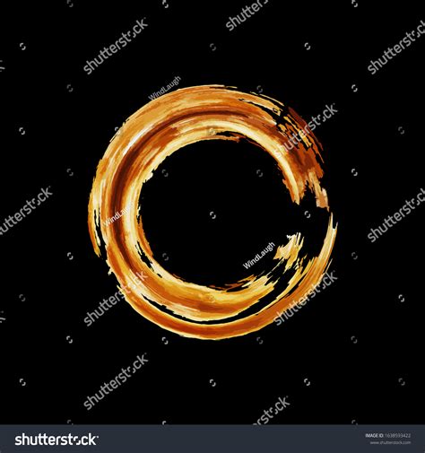 Golden Enso Symbol On Black Dry Stock Vector Royalty Free 1638593422