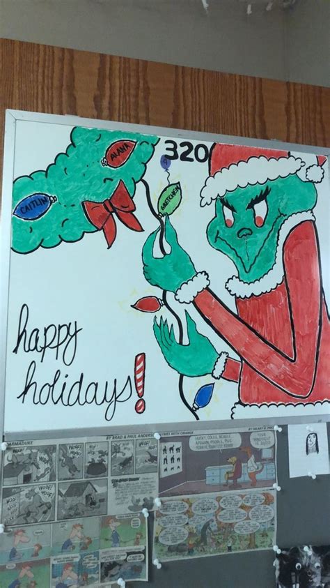 Dorm whiteboard | Christmas tree drawing, Christmas humor, Christmas art