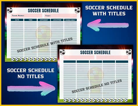 Soccer Schedule Template, Printable and Fillable Soccer Practice ...