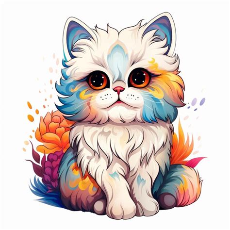 Premium Vector Cute Persian Cat Sitting On White Background Vector