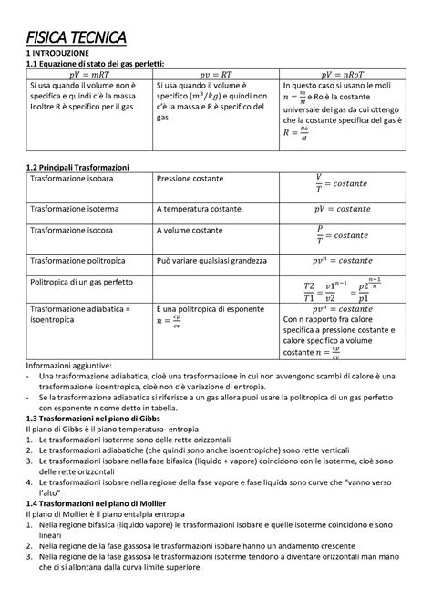 Fisica Tecnica Fisica Tecnica Introduzione Equazione Di Stato Dei