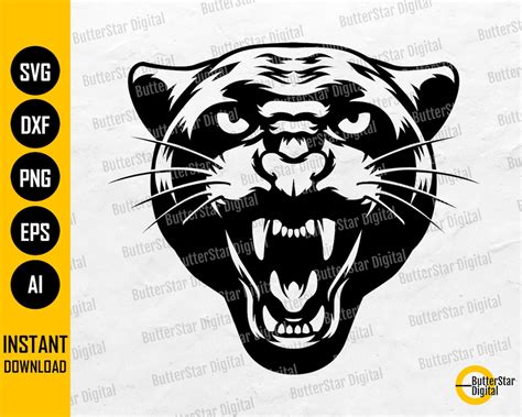 Panther Face Svg Panther Head Svg Big Cat Svg Cricut Cutting File