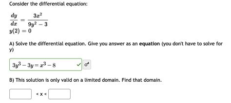 Solved Consider The Differential Equation Dy Dx Y 2 3x2