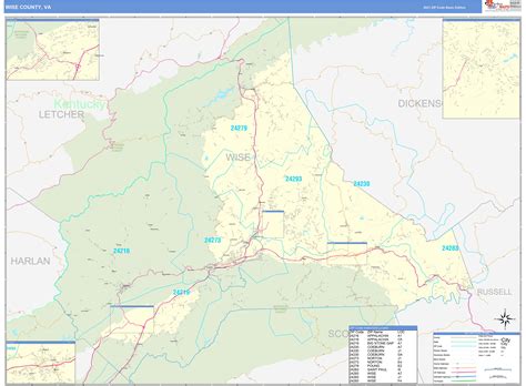 Wise County Va Zip Code Wall Map Basic Style By Marketmaps Mapsales