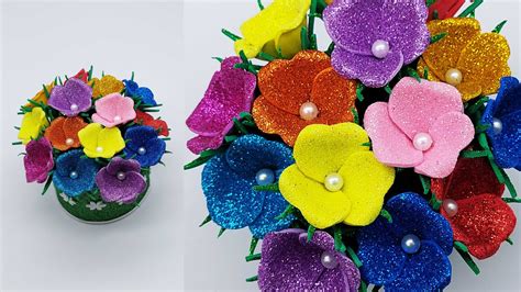 Foamy How To Make Glitter Foam Flower Eva Foam Foamiran Cara