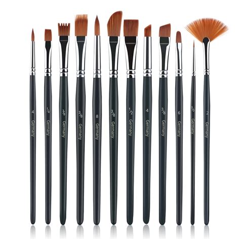 UEETEK 12pcs Brush Set Nylon Hair Paintbrush Set Artist Watercolor