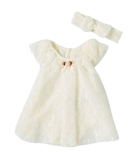 Baby Starters Baby Girls 3 9 Months Flutter Sleeve Lace Trapeze Dress