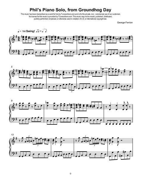 Tunescribers | Phil's Piano Solo, from Groundhog Day | Sheet Music