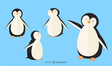 Conjunto De Ilustração Plana Pinguim Baixar Vector