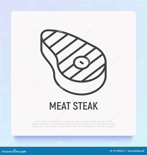 Steak Thin Line Icon Meat Temderloin Vector Illustration Isolated On