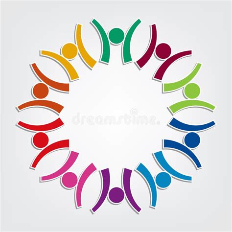 Group Of Ten People Logo In A Circlepersons Teamwork Holding Stock