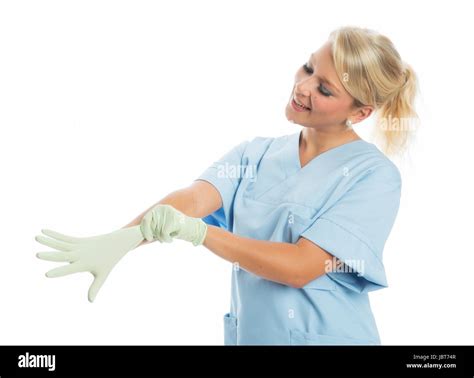 Nurse With Latex Gloves Stock Photo Alamy