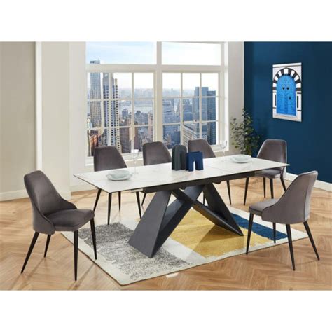 Vente Unique Table à manger extensible LIBSY 6 à 8 couverts