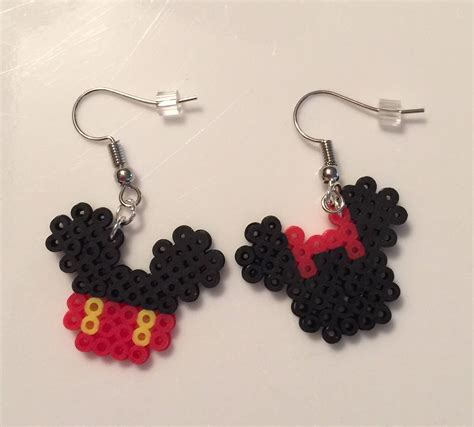 Mickey And Minnie Perler Earrings Etsy Perler Beads Designs Perler