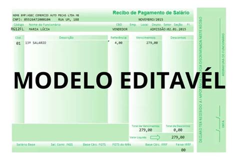 comprar Modelo De Holerite Editável Planilha Envio Imediato