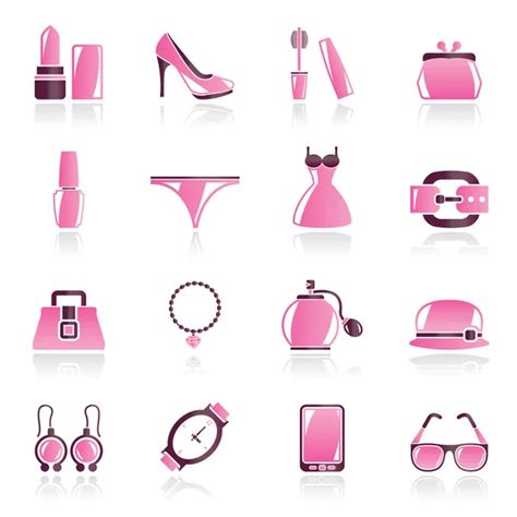 Female Accessories And Clothes Icons Stock Vector Stoyanh