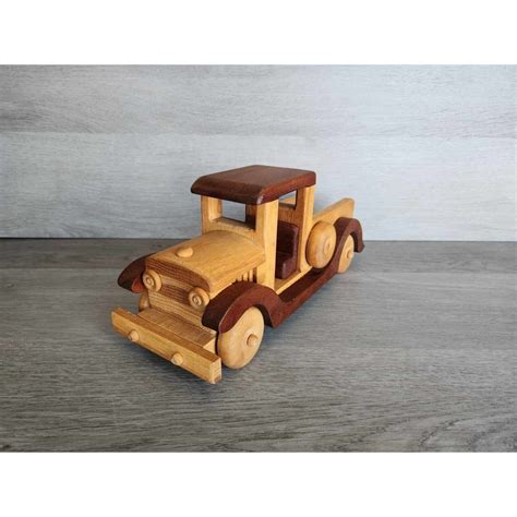 Vintage Wooden Handcrafted Old Classic Antique Car Model 1980s Folk Art ...