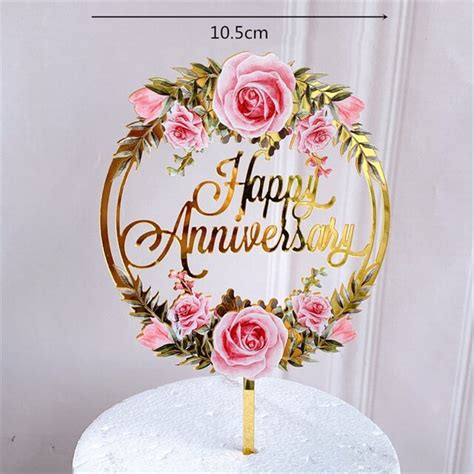 Bloemen Gelukkige Verjaardag Cake Topper Acryl Bru Grandado