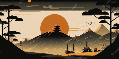 Premium Photo Feudal Japan Minimal Landscape