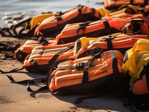 Botes Inflables Y Chalecos Salvavidas Durante Una Operación De Crisis