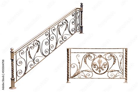 Decorative fence of the stairways, balcony, galleries. Stock Photo ...