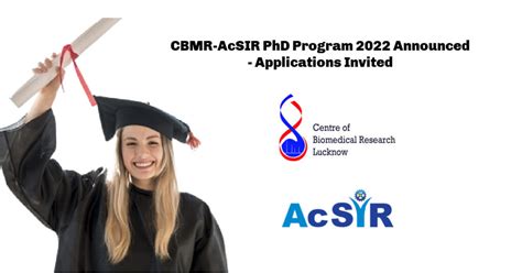 Cbmr Acsir Phd Program Announced Applications Invited