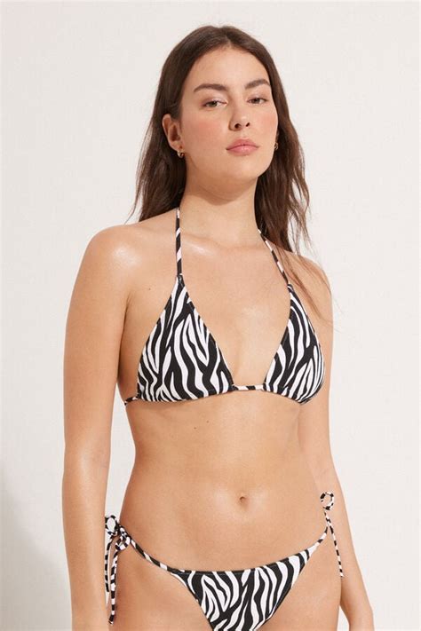 Top de bikini triangular con copas extraíbles de cebra atemporal Triángulo Mujer Tezenis
