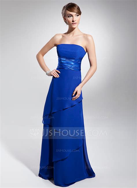 Empire Strapless Floor Length Chiffon Bridesmaid Dress With Ruffle