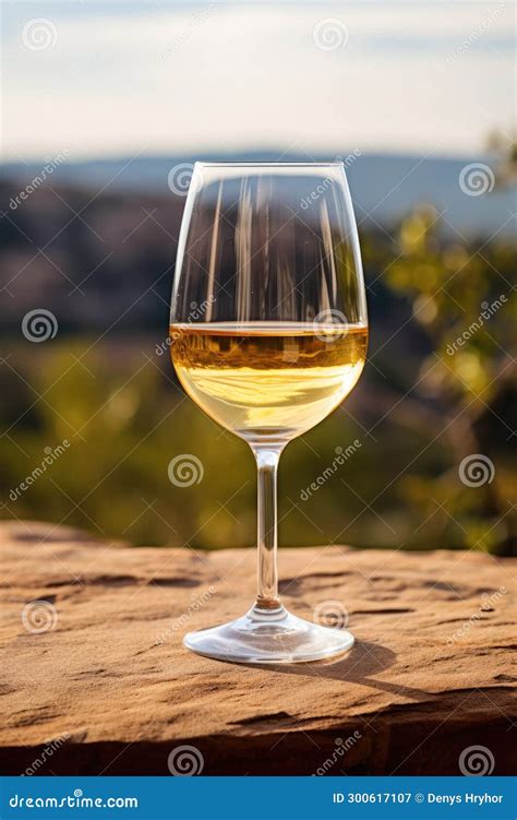 A Glass Of White Wine On A Table In The Outback Of Australia