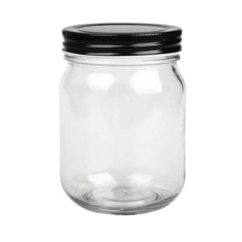 Wholesale 16oz Mason Glass Jar With Black Lid Manufacturers And