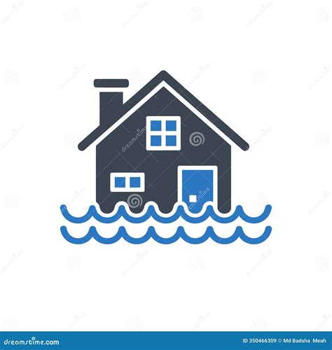 Flooded Home Risk Icon stock vector. Illustration of property - 350466309