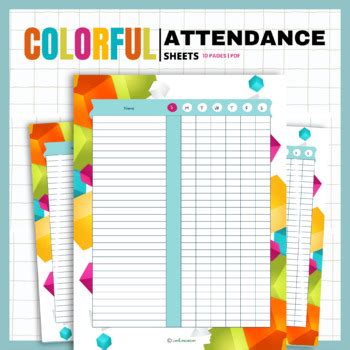 Colorful Student Attendance Sheet Gradebook Printable Template by ...