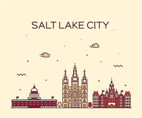 Premium Vector Salt Lake City Skyline Utah Trendy Vector