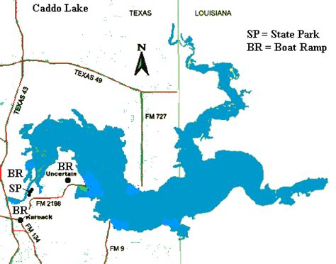 Caddo Lake Known for largemouth bass, white, yellow and spotted bass ...