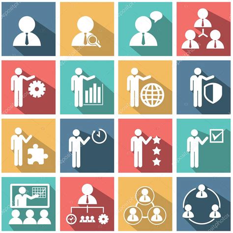 Flat Modern Human Resources And Management Icons Set Stock Vector By ©royalty 53176071