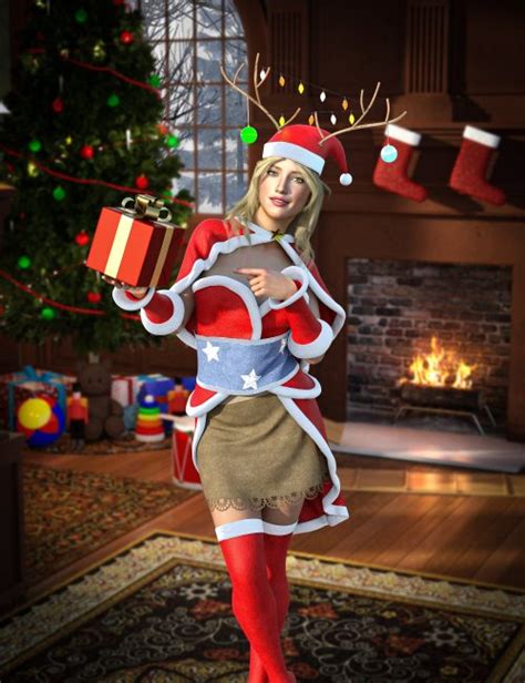 Dforce Carla Christmas Outfit For Genesis And Females D Models